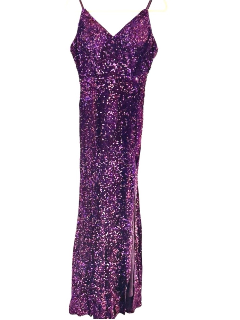 Purple Stretch Sequin Gown NWT Size 10